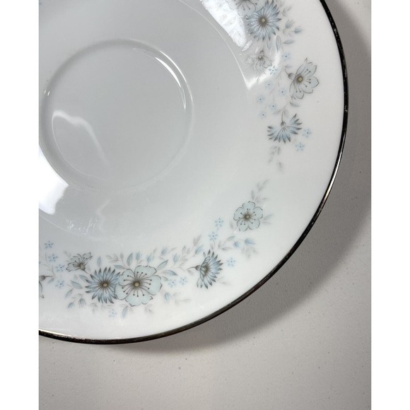 Noritake Japan Inverness Tea Coffee Flat Cup & Saucer 6716 Blue Flower Platinum - Picture 4 of 10